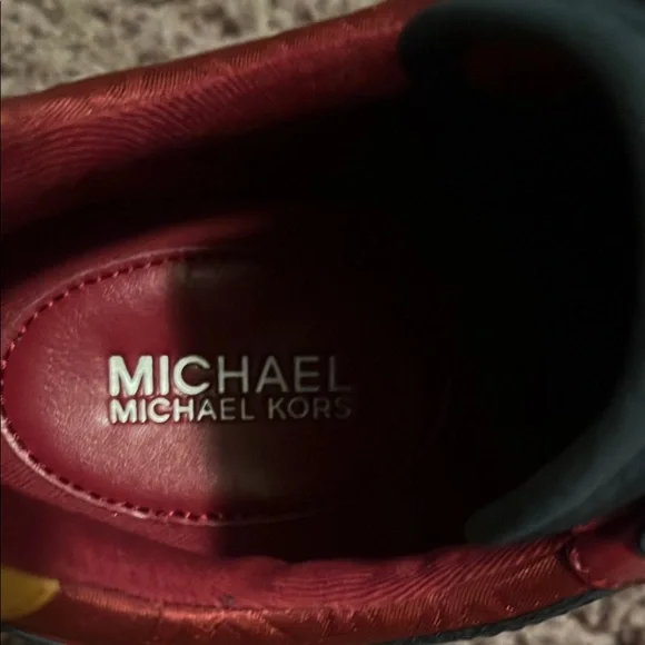 Michael Kors Red and Black Sneakers with Yellow Accents - Picture 6 of 10